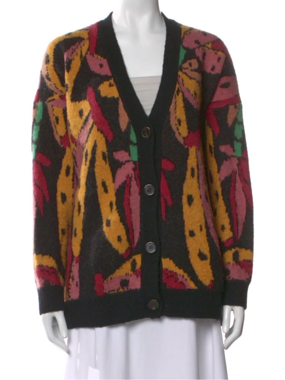 Farm Rio Black Multicolor Cardigan Sweater
